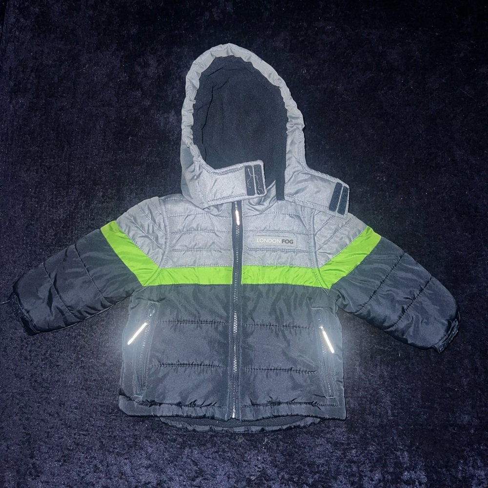 London Fog Gray and Neon Green Kids' Jacket